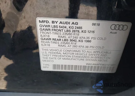 2019 Audi Q5 45 Premium из США, поврежденный, VIN WA1ANAFYXK2121497